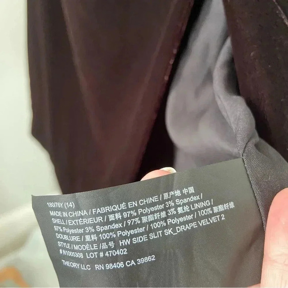 NWT Theory High Waist Side Slit Drape Velvet Skirt size 14 - Picture 5 of 7